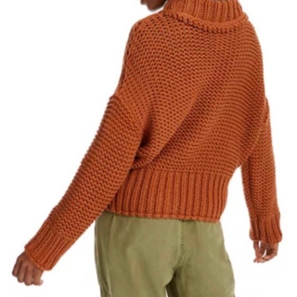 Free People Women’s My Only Sunshine Chunky Knit Ribbed Cropped Sweater Small - Picture 3 of 9